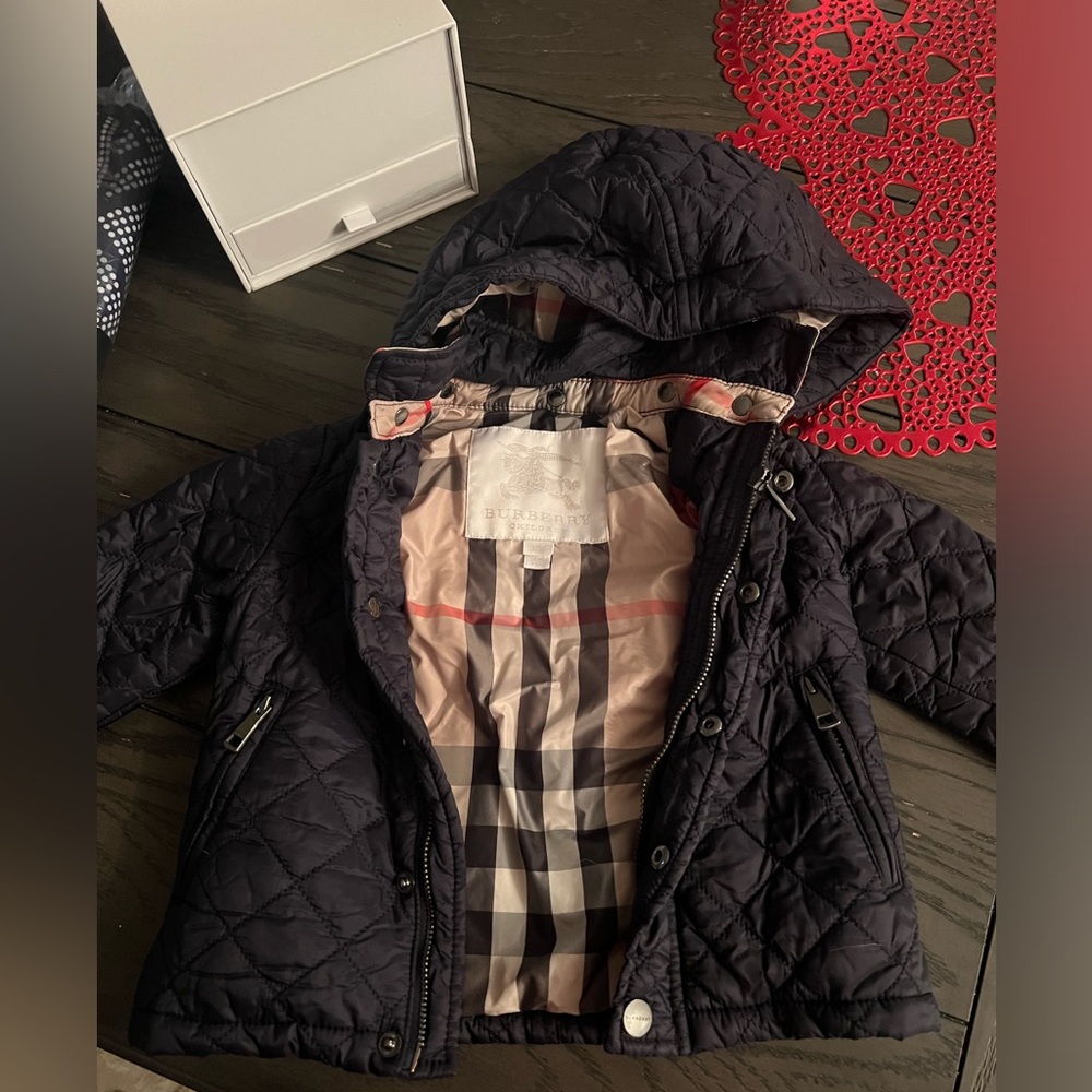 Burberry Kids Navy Quilted Puffer Jacket